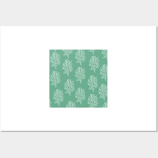 coral aloha wear print pattern hawaii light green mint and white Posters and Art